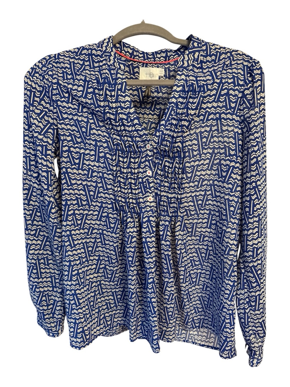 HD in Paris Blue and White Patterned Women's Blouse